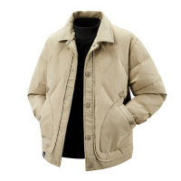 秋冬季男士保暖羽绒服百搭潮流时尚简约休闲翻领纯色青年男装外套