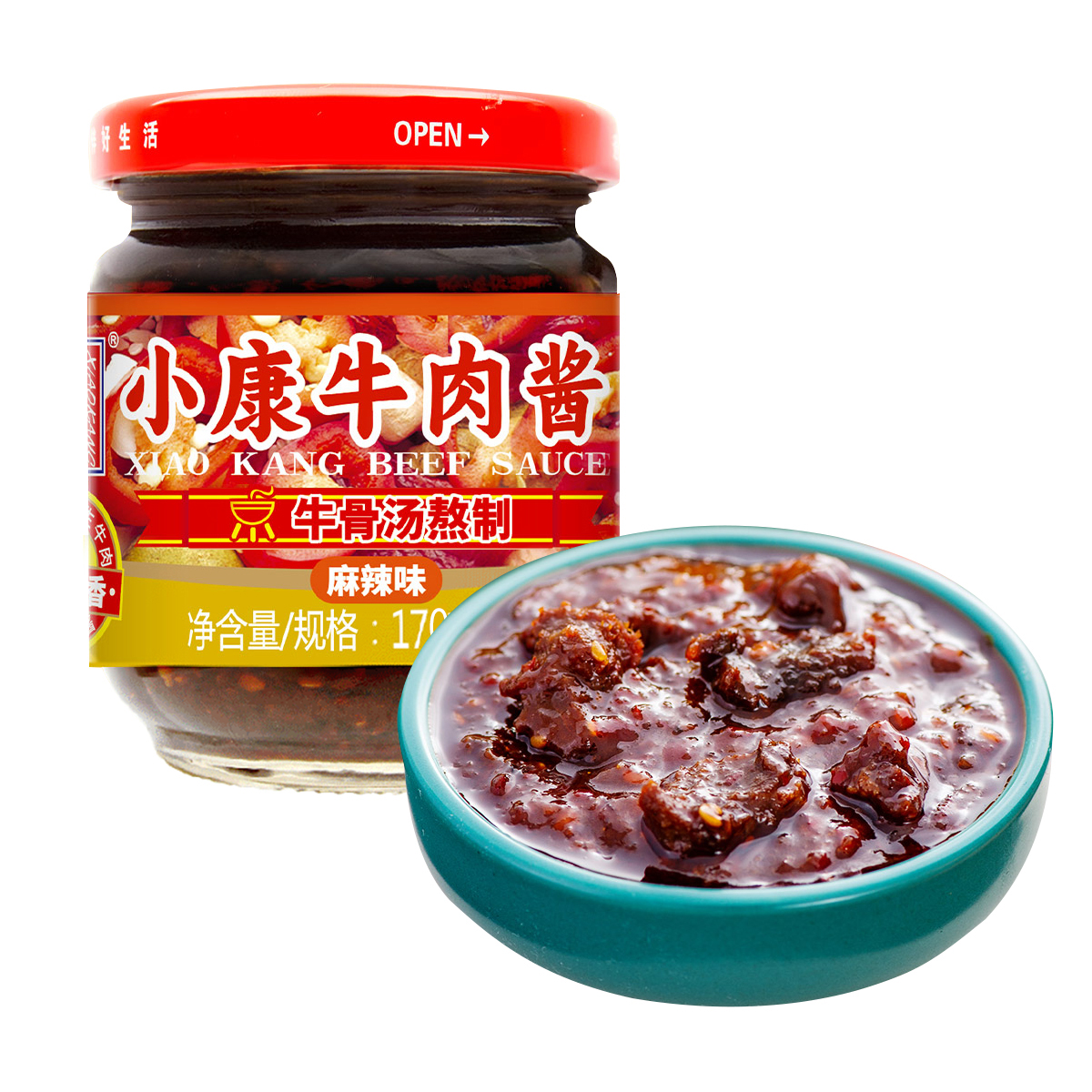 小康牛肉酱 麻辣味170克/瓶 辣椒酱下饭酱拌面酱火锅蘸酱调味品