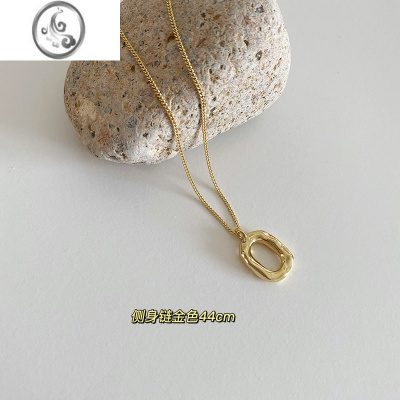 JiMi小众设计日韩925银银镀金色个性简约椭圆甜甜圈锁骨链女项链ins潮