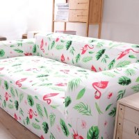 沙发套罩全包萬能套弹力通用型防滑懒人沙发罩皮沙发垫巾 绿叶火烈鸟 L号[一般适合190-230cm](尺寸可以咨询客服)