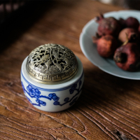 美帮汇梅花香炉香插陶瓷青花仿古檀香盘香炉香座茶道室内供佛熏香香薰炉