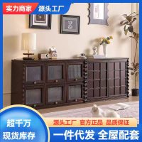 全实木组合电视高柜法式中古风模块玄关展示柜客厅斗柜美式落地柜