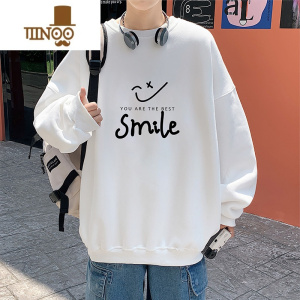 YANXU美式潮牌卫衣男士2023新款圆领秋装大码t恤宽松上衣服