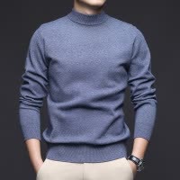 秋冬季新款羊毛衫男半高领加厚保暖可机洗打底男士针织衫