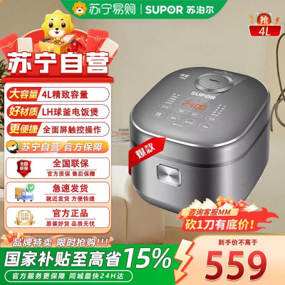 苏泊尔(SUPOR)电饭煲家用大容量4L球釜内胆电磁加热预约 煲汤 电饭锅商超同款 SF40HC53 [ 4L ]