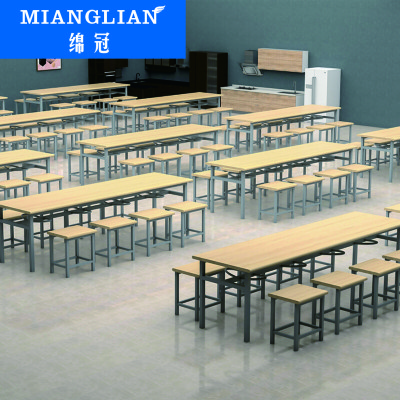绵冠MIANGUAN餐桌学生食堂公司职员餐桌户外桌椅一体小吃店餐桌 防火板桌面 1桌8椅
