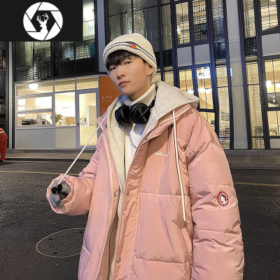 HongZun假两件棉衣男士冬季外套韩版潮流加厚面包棉服潮牌棉袄2020年新款棉衣