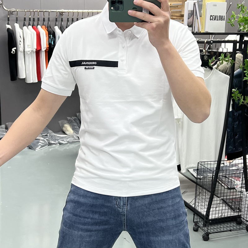 夏季新款POLO衫男士上衣时尚反领短袖体恤翻领男装珠地棉刺绣潮in