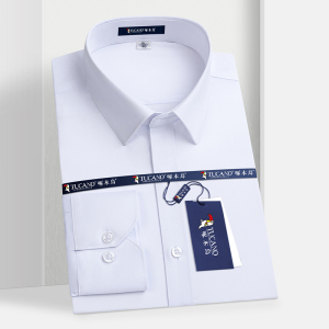 啄木鸟[竹纤维]黑衬衫长袖男商务正装工装免熨烫结婚西装短袖寸衣