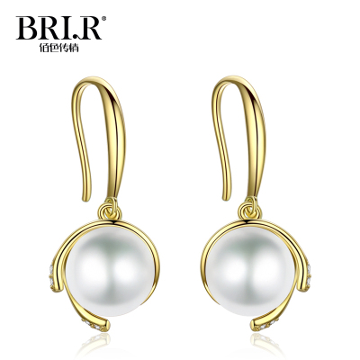 佰色传情（BRIR）925纯银淡水珍珠耳饰女气质个性百搭耳环白色