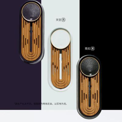家柏饰(CORATED)可旋转茶盘竹制迷你泡茶台家用现代阳台干泡盘办公趣味小茶船