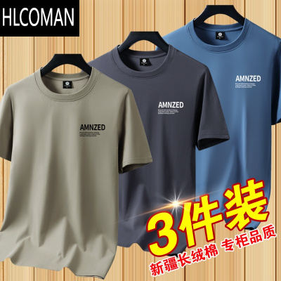 HLCOMAN新疆短袖t恤男2025新款夏季薄款圆领宽松体恤上衣打底衫