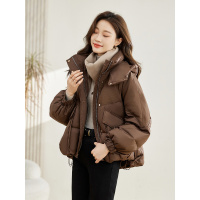 年冬季女款小个子短款加厚宽松棉衣棉服时尚保暖连帽外套