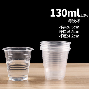 [补贴10%]食品级透明塑杯一次性餐桌用品大号加厚航空水杯横纹设计饮用水杯耐高温商用茶杯