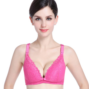 产后舒适透气蕾丝边前开扣哺乳文胸孕妇哺乳胸罩内衣喂奶