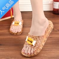 SUNTEK水晶凉鞋老式女款防滑不伤脚公主透明平底浴室洗澡家用厚底凉拖鞋