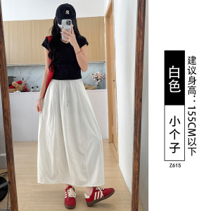 灰色工装半身裙女夏2026新款高腰a字长裙胖mm大码垂感显瘦南瓜裙