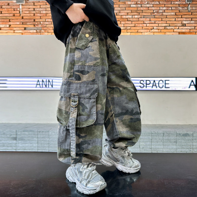 男童裤子春秋款新款大童秋装休闲男孩秋季痞帅儿童迷彩工装裤