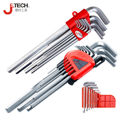 捷科 t型内六角扳手单个2510mm螺丝刀球头平头内六方六棱角扳手 梅花9件套