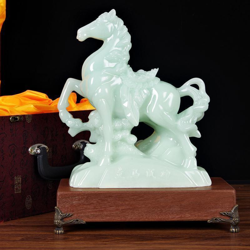 美帮汇玉石生肖马大号摆件办公桌客厅书房装饰品前程似锦工艺品