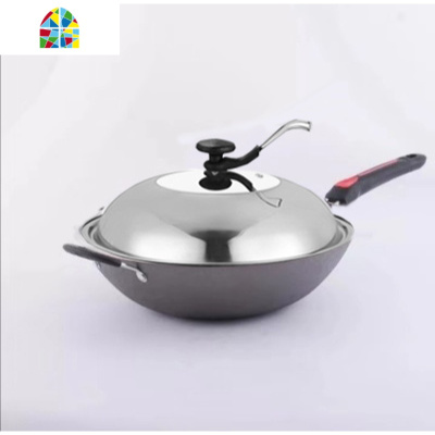 轻巧铸铁郏县铁锅无涂层平底锅炒锅女士家用炒菜加厚锅底不易生锈 FENGHOU 30cm平底无耳无盖1.25kg