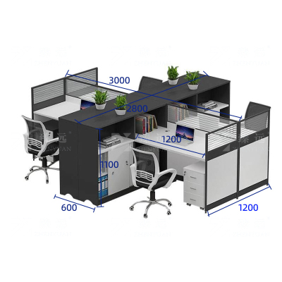 臻远 GWB-005 屏风办公桌职员电脑桌员工隔断卡座王型4人工作位可定制
