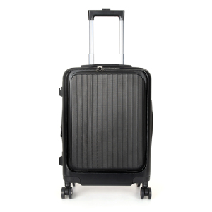 SUISSEWIN瑞士军刀新款时尚前翻盖PC硬壳多功能20英寸行李箱拉杆箱SN8611A 黑色 20英寸