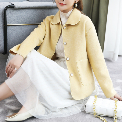 七斓2020年新款小个子毛呢外套女短款时尚百搭厚呢子大衣娃娃领毛呢外套