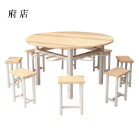 府店餐桌学校食堂小吃店快餐桌椅饭堂橡木色圆桌1200*750