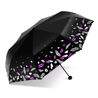 天堂伞伞雨伞女小清新复古太阳伞防晒遮阳伞黑胶晴雨伞两用紫色
