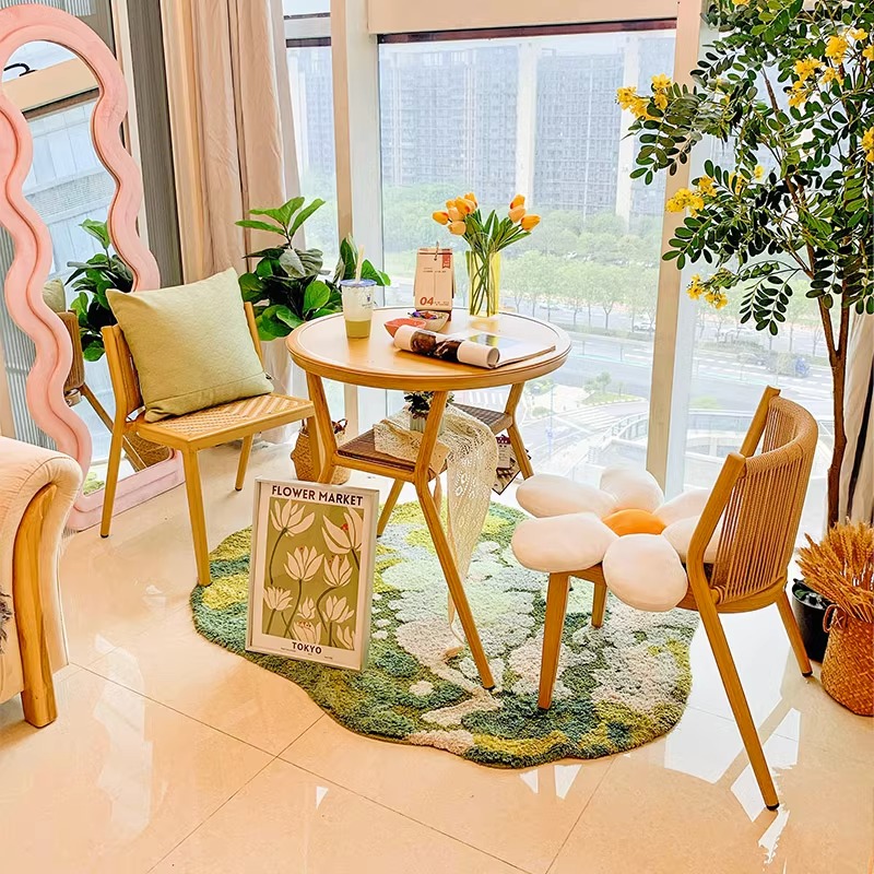 紫叶阳台小桌椅休闲茶桌椅一桌两椅现代简约网红小户型阳台收纳桌椅