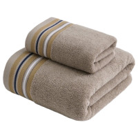 天山柔 70*140cm 400g 全棉32股彩格条 浴巾 (计价单位:条) 浅咖