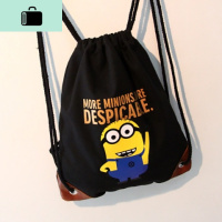 森系小清新束口袋抽绳双肩包 男女纯色帆布背包牛仔布袋书包NEW LAKE