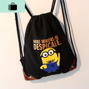 森系小清新束口袋抽绳双肩包 男女纯色帆布背包牛仔布袋书包NEW LAKE