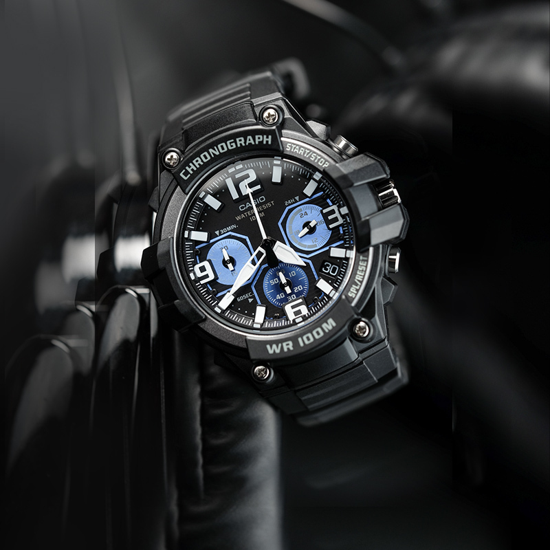 casio官方旗舰店卡西欧运动手表男 限量ins 运动防水潮流电子小黑表正品MCW-100 石英表男 学生手表男生礼物