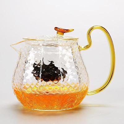 家柏饰(CORATED)透明泡茶壶家用办公玻璃功夫冲茶壶锤纹过滤日式红茶泡茶器