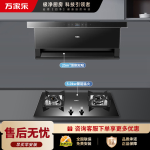 万家乐 25m³爆炒风挥手智控增压智吸 TAK8+C2R1 侧吸25立方大吸力油烟机 5.0KW燃气灶套装 天然气