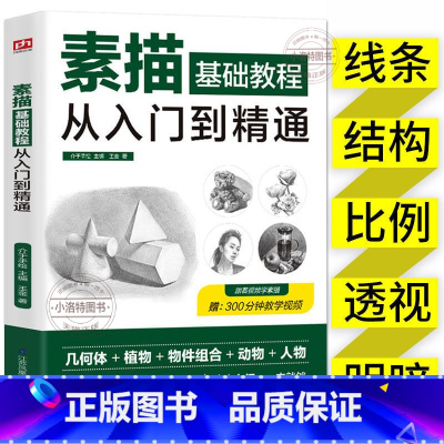 [正版] 素描零基础教程从入门到精通自学入门教程材铅笔手绘画从单个体石膏几何体成人美术的诀窍临摹范本到精通套人物头像速