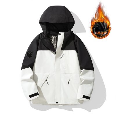 户外冲锋衣黑金石墨烯三合一冲锋衣可拆卸加厚加绒夹克工装两件套