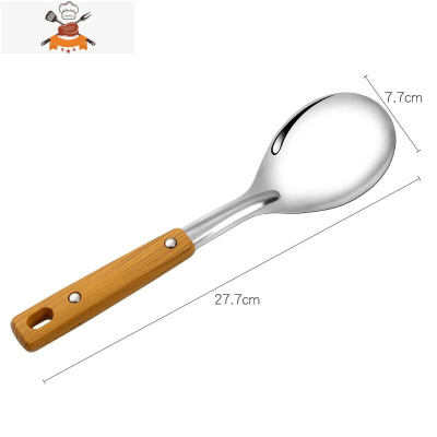 不锈钢厨具锅铲炒菜铲子煎铲厨房粥汤勺饭漏勺子套装家用铲勺炒勺 敬平 加厚防烫-饭勺