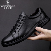 Rock Fairwhale洛克华菲男鞋秋季休闲皮鞋男真皮黑色板鞋男士低帮运动鞋子潮