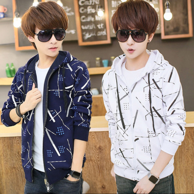 ssnz新款春秋季青少年卫衣男孩大童连帽宽松运动上衣岁外套男装-定制