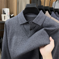 衬衫领男士毛衣假两件秋冬新款翻领提花加厚保暖打底针织衫男