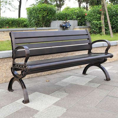 质凡公园椅户外长椅铁艺靠背椅室外休闲庭院铸铝座椅 1.5米带靠背