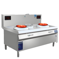 瑞宇牌商用电磁双炒单温炒灶1500*900*800+400/380V/50HZ/15Kw*2配500炒锅2个
