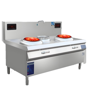 瑞宇牌商用电磁双炒单温炒灶1500*900*800+400/380V/50HZ/15Kw*2配500炒锅2个