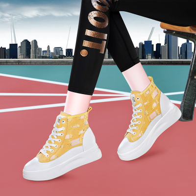 古奇天伦高帮帆布鞋女秋季新款学生百搭ulzzang板鞋利德尚品5215