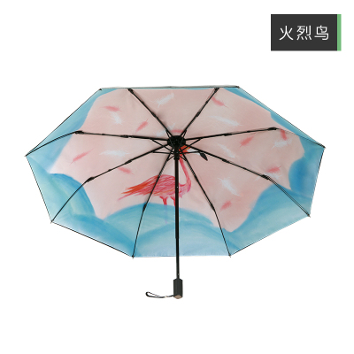 双层遮阳伞黑胶太阳伞三折叠晴雨伞两用防晒防紫外线女UPF50+全铝合金高端双层伞-火鸟