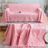 家柏饰(CORATED)北欧色沙发巾沙发布全盖毯子单简约沙发套沙发垫盖布罩 胭脂粉菱形格[] 230*275cm