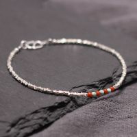 碎银几两手链纯银轻奢高级小众碎银子简约古风南红绿松静谧手串女送女朋友老婆情人节七夕生日礼物